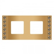 Рамка на 2 поста, гор/верт. с кристаллами, цвет real gold