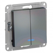 Двухклавишный выключатель с подсветкой 10А SE AtlasDesign, грифель