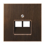 Накладка 2-ая компьютерной/телефонной RJ45/RJ11 розетки наклонная Jung LS Латунь Antik