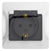 Розетка с заземлением со шторками с крышкой 16А IP20 в сборе SE Glossa, белый