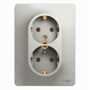 Розетка двойная с заземлением 16А в сборе SE Glossa, перламутр