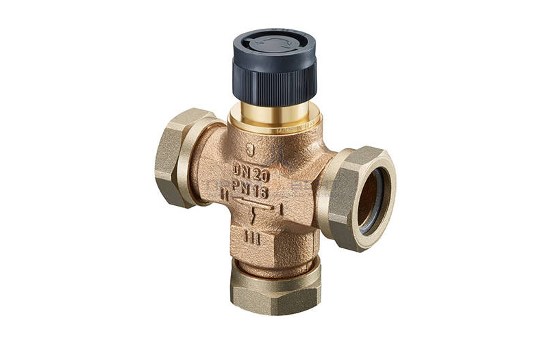Вентиль распределительный трехходовой Oventrop Tri-D TR - Ду20 (НГ, PN16, kvs 4.5, бронзовый)