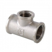 Тройник переходной резьбовой VALTEC VTr.750 - 1" x 1/2" x 1" (ВР/ВР/ВР, латунь никелированная)