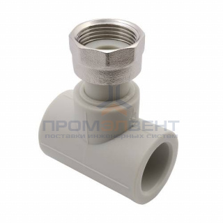 Тройник с переходом на накидную гайку FV-Plast - 25 x 3/4" (для полипроп.труб, цвет серый)