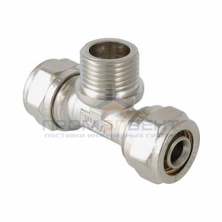 Тройник с переходом на наружную резьбу VALTEC VTm.333 - 26 x 3/4" (винтовой, для металлопласт.труб)