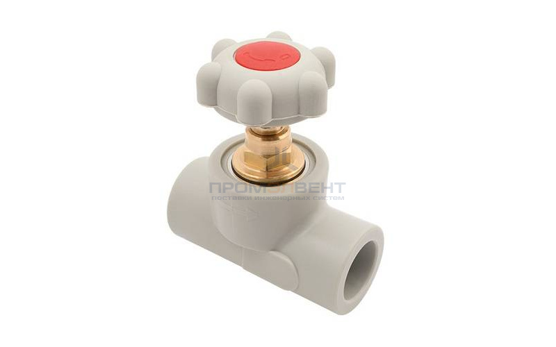 Кран вентильный FV-Plast - 20 (для полипропиленовых труб под пайку, цвет серый, ручка барашек)