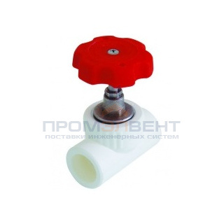 Кран вентильный KALDE - 25 (для полипропиленовых труб под пайку, цвет белый, ручка барашек)