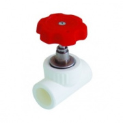 Кран вентильный KALDE - 25 (для полипропиленовых труб под пайку, цвет белый, ручка барашек)