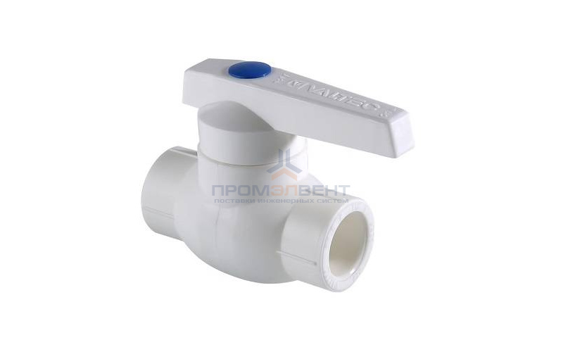 Кран шаровой VALTEC VTp.743 - 20 (c латунной гильзой, для полипропиленовых труб под пайку, белый)