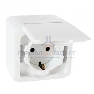 Розетка IP44 Legrand Quteo с заземлением со шторками белая