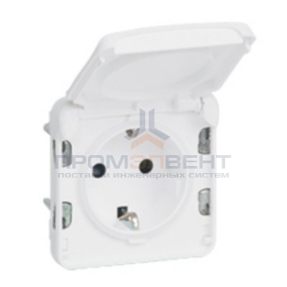 Механизм розетки с заземлением Legrand Plexo серии Artic IP55 немецкий стандарт, белый