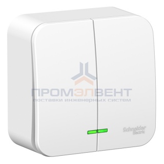 Выключатель 2-клавишный с подсветкой (cх.5) Blanca Schneider Electric 6А 250В белый изол.пластина