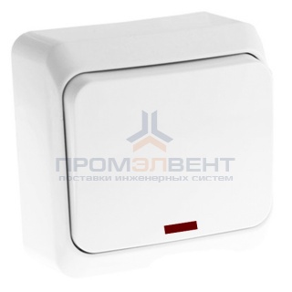 Выключатель кнопочный с подсветкой Этюд белый [уп 25 шт]