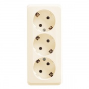 Розетка тройная с/з Этюд кремовая [уп 9шт]