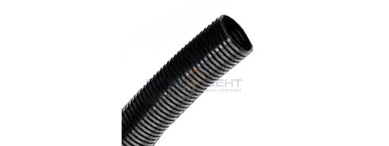 Труба PA6V0, гибкая гофр. д.16мм, без протяжки, цвет тёмно-серый [бухта 100м]