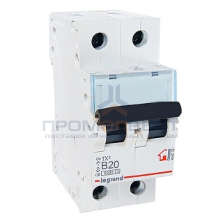 Автоматический выключатель Legrand TX3 B20A 2П 6kA (автомат)